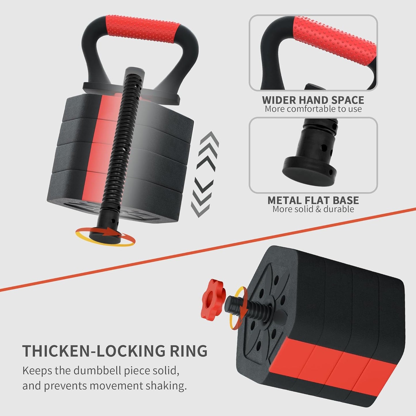 VIVITORY Dumbbell Sets Adjustable Weights, Free Weights with Connector, Non-Rolling Adjustable Dumbbell Set, Barbell for Home Gym, Hexagon, Cement Mixture