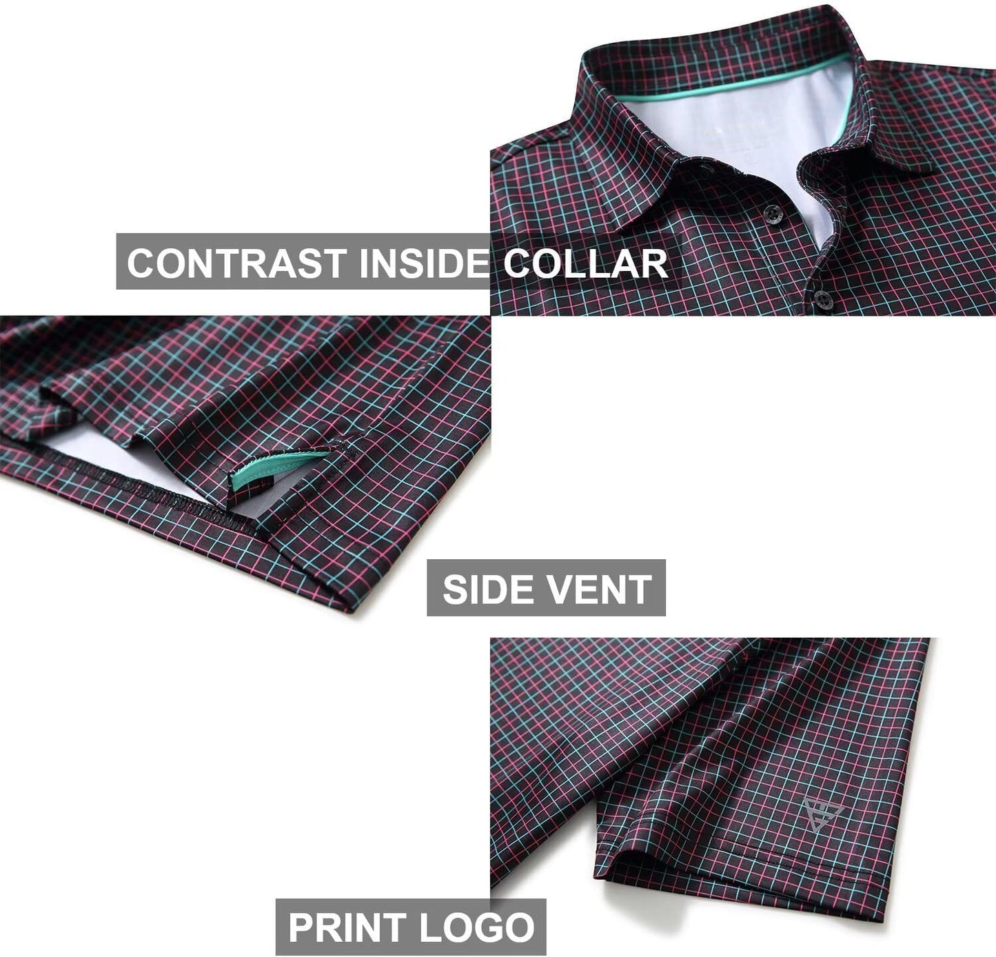 Men's Golf Polo Shirts Short Sleeve Striped Performance Moisture Wicking Dry Fit Golf Shirts for Men