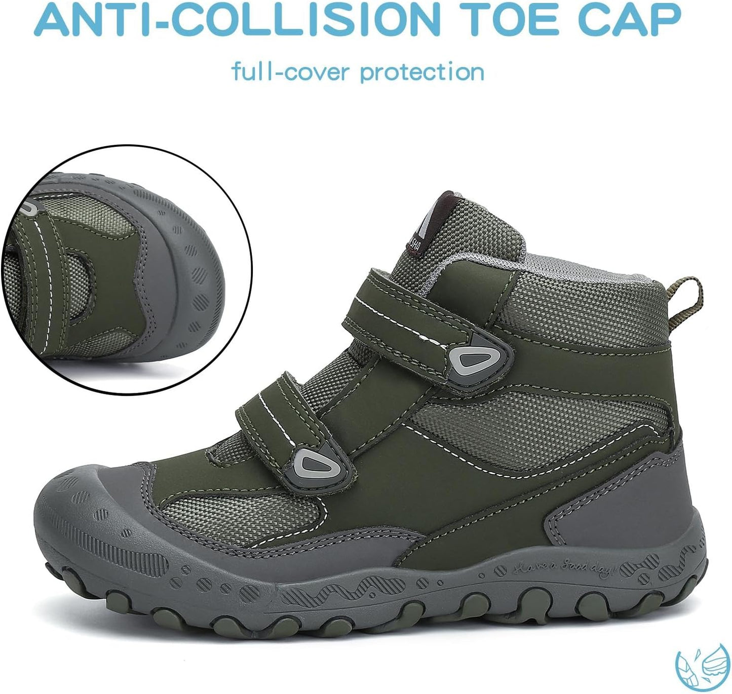 Mishansha Kids Water Resistant Hiking Boots, Boys Girls Anti Collision Anti-Skid Athletic Outdoor Adventure Trekking Shoes