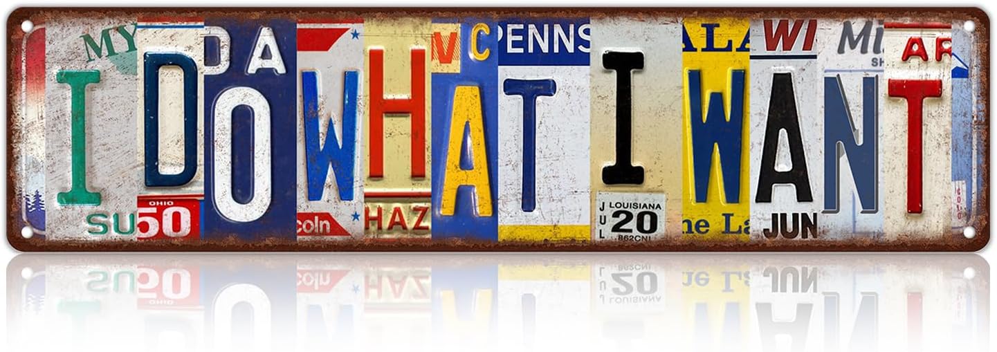 Vintage I Do What I Want Wall Decor Street Signs Metal Tin Signs 16 x 4 Inches