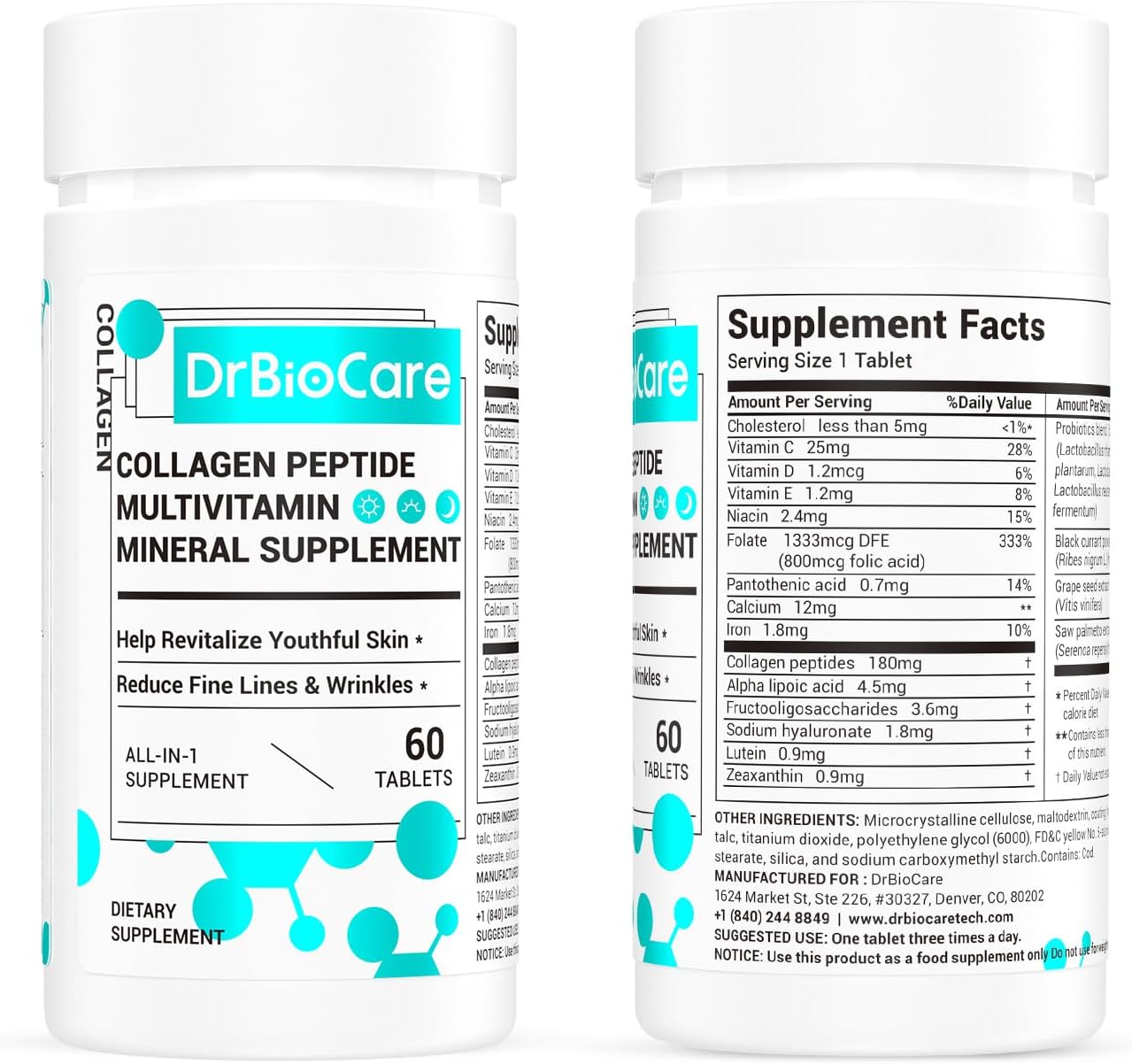 Collagen Peptides for Women, Beauty Vitamin & Mineral Supplement,Contains Vitamin D3, Probiotics for Women & Collagen Peptides,Vitamin B Complex,Vitamin E 60 Tablets