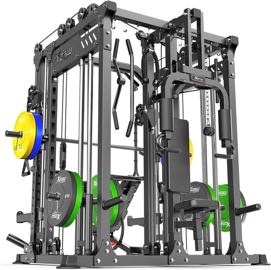 Power Cage,1600lbs Multi-Function Power Rack with Adjustable Cable Crossover System and More Training Attachment, Weight Cage for Home Gym