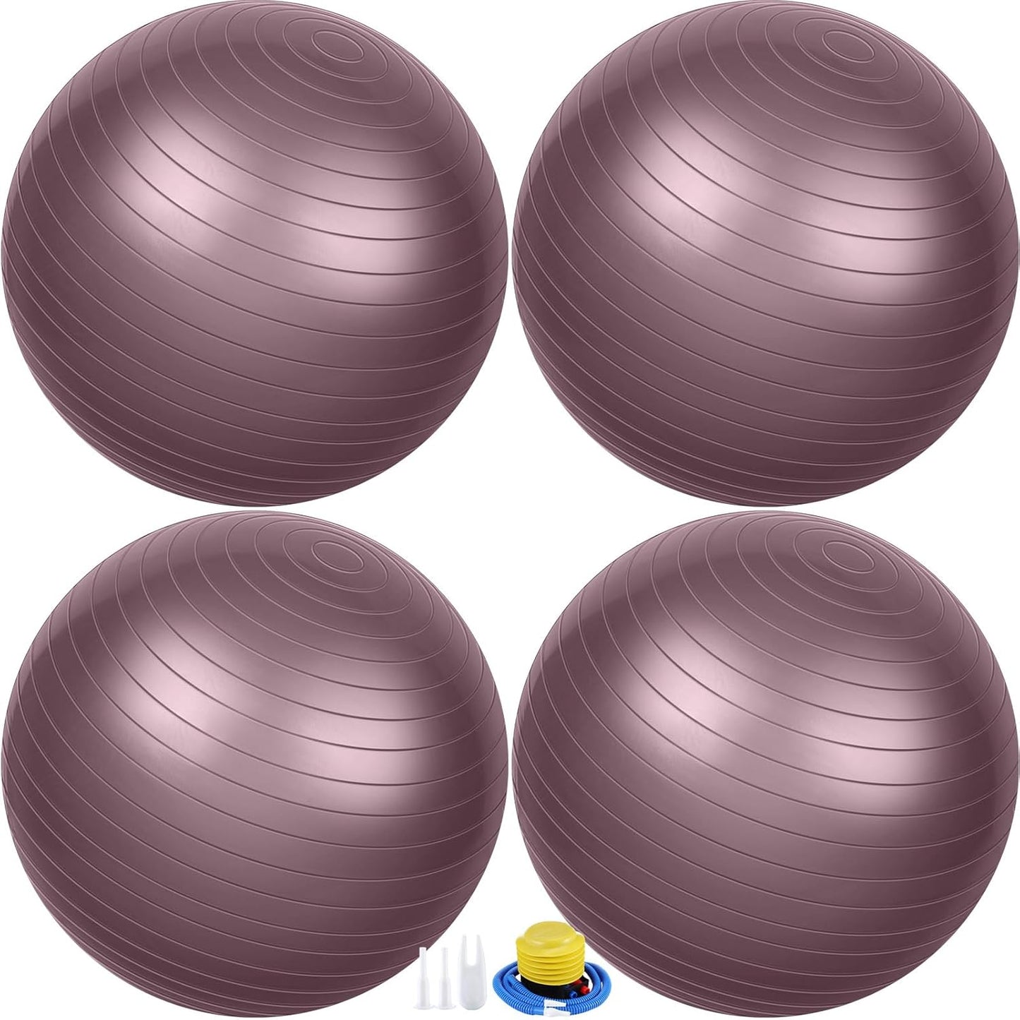Leyndo 4 Pcs 26 Inch Yoga Exercise Ball Pilates Pregnancy Birthing Fitness Ball with Quick Pump Anti Burst for Improved Posture, Balance, Yoga, Pilates, Training