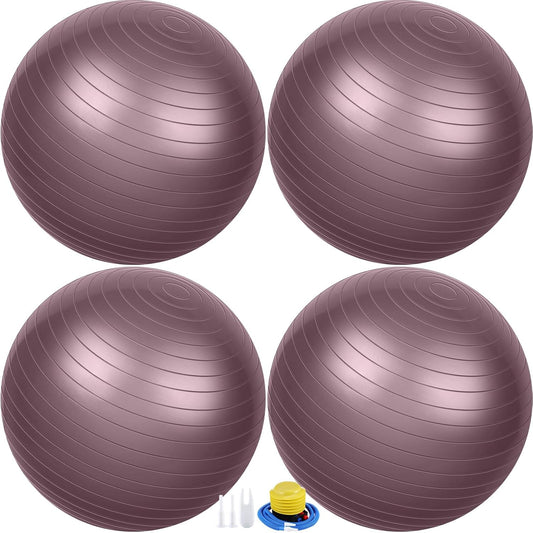 Leyndo 4 Pcs 26 Inch Yoga Exercise Ball Pilates Pregnancy Birthing Fitness Ball with Quick Pump Anti Burst for Improved Posture, Balance, Yoga, Pilates, Training