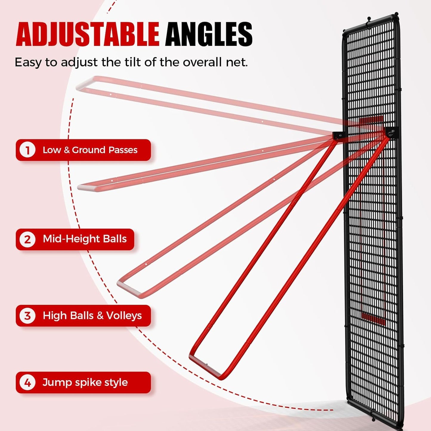 Volleyball Rebounder Net，Portable 7x4 ft Training Equipment for Spike and Smash Practice - 5 Rebound Angles Custom Target Area for Volleyball Sports Training