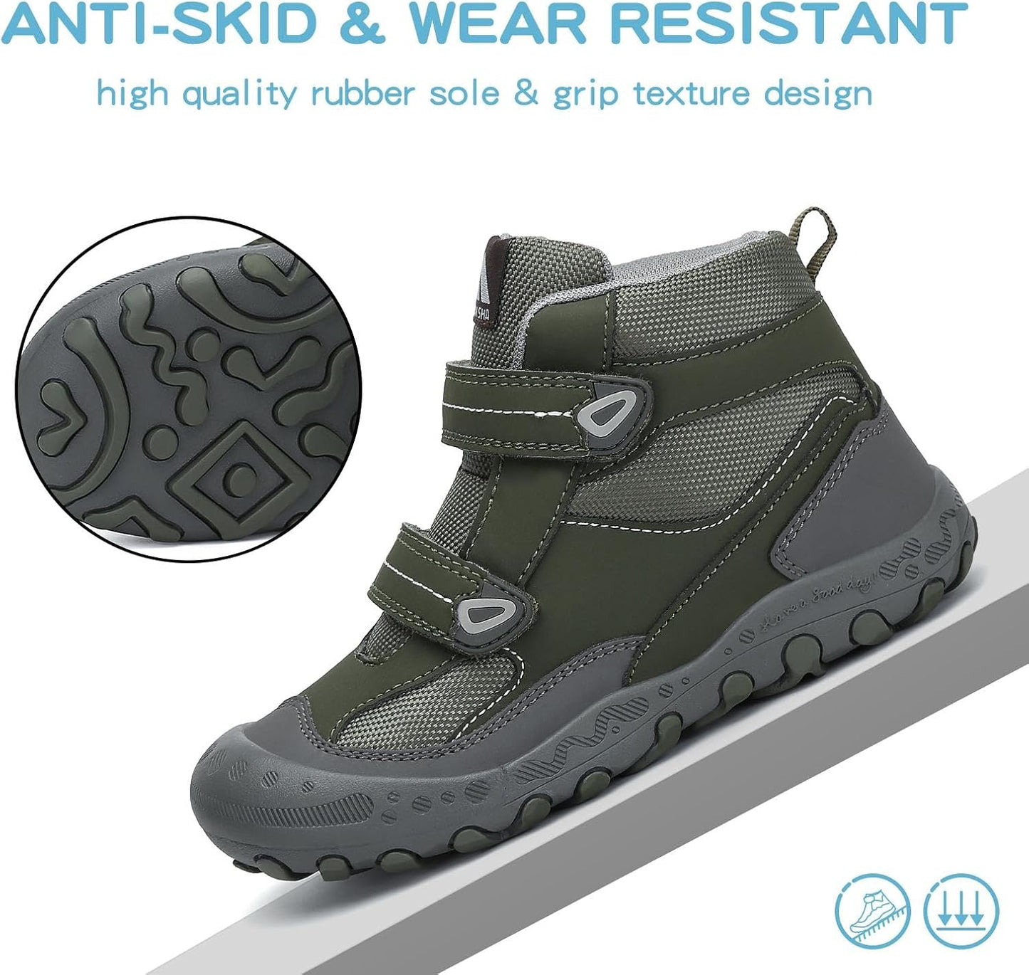 Mishansha Kids Water Resistant Hiking Boots, Boys Girls Anti Collision Anti-Skid Athletic Outdoor Adventure Trekking Shoes