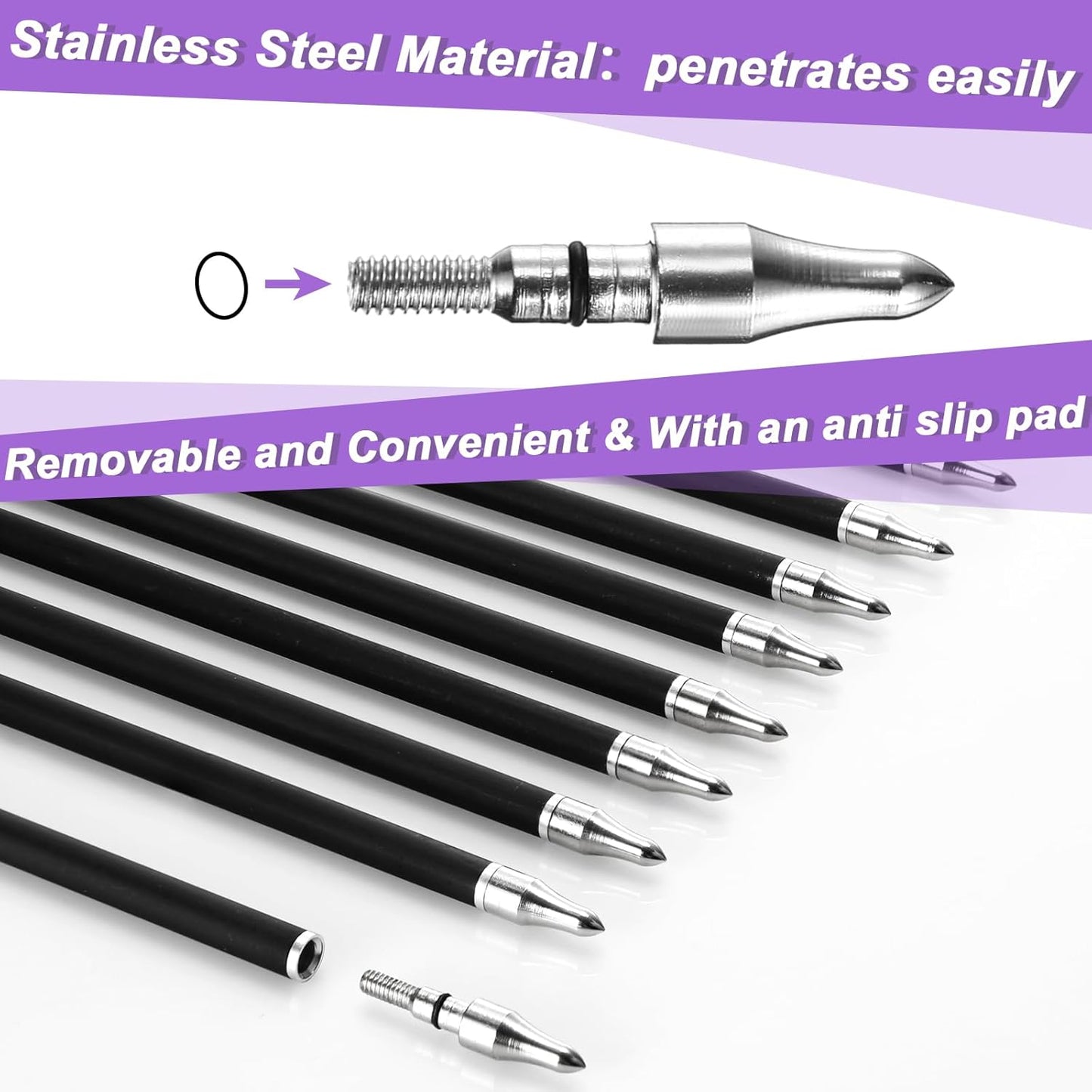 24 Pcs 31.5 Inch Arrows for Compound Bow Hunting Arrows Carbon Arrows with 3 Inch Plastic Arrow Feathers and Removable Tips 500-600 Spine Archery Target Arrows for Recurve Bow