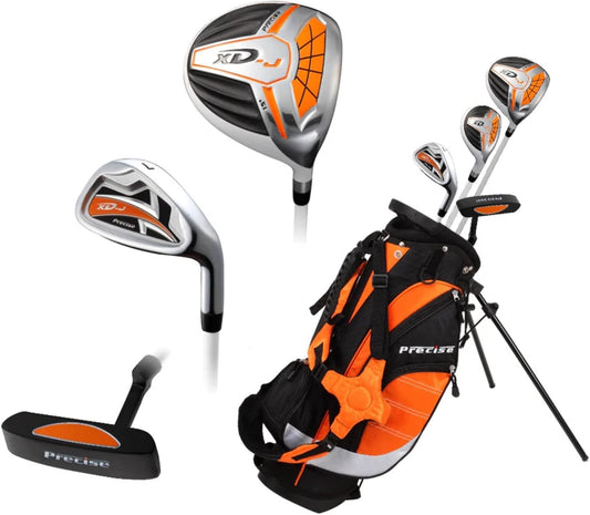 Precise XD-J Junior Golf Clubs Set – Right & Left Hand Options – Kids Golf Clubs for Ages 3-5, 6-8, 9-12 – Lightweight Graphite Shafts, Hybrid Club, Stand Bag – Boys & Girls Golf Set