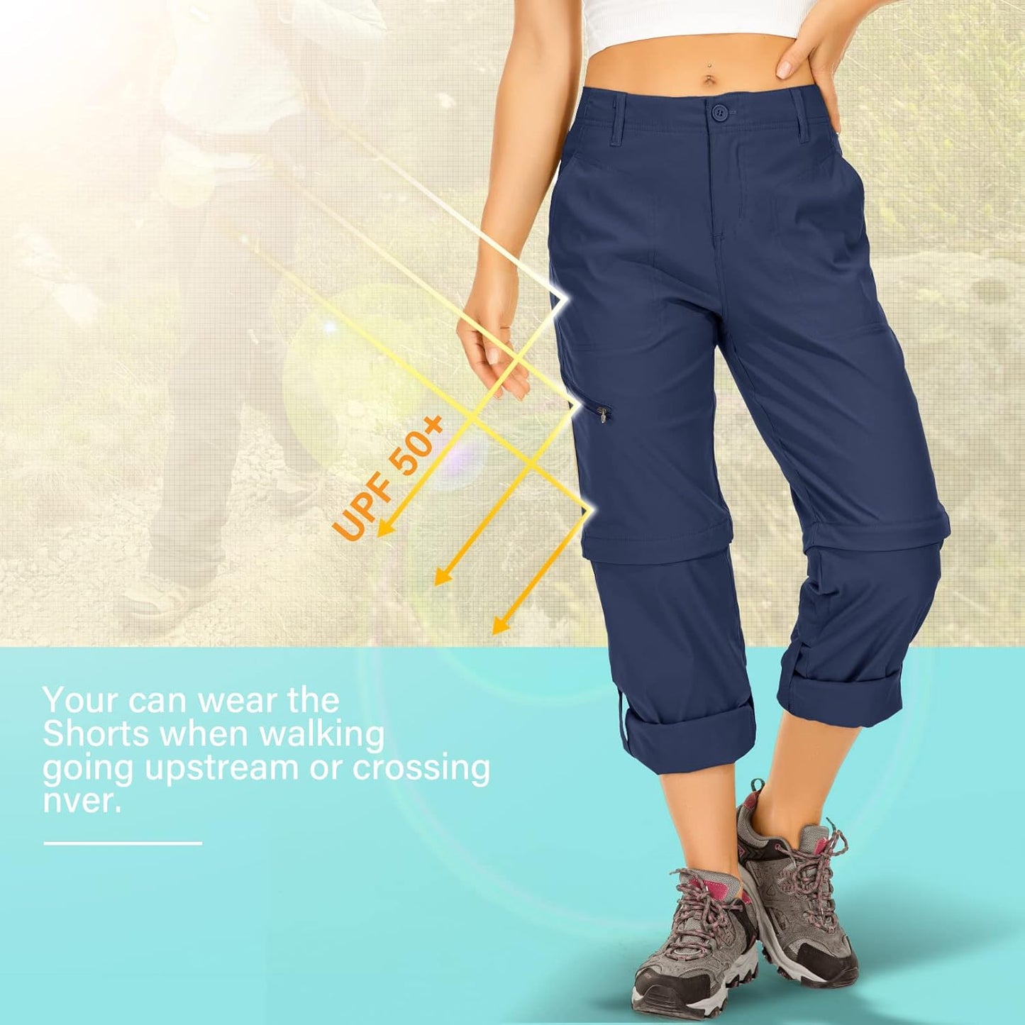 Women's Hiking Pants Convertible Zip Off Lightweight Quick Dry Outdoor Travel Camping Safari fising Pants