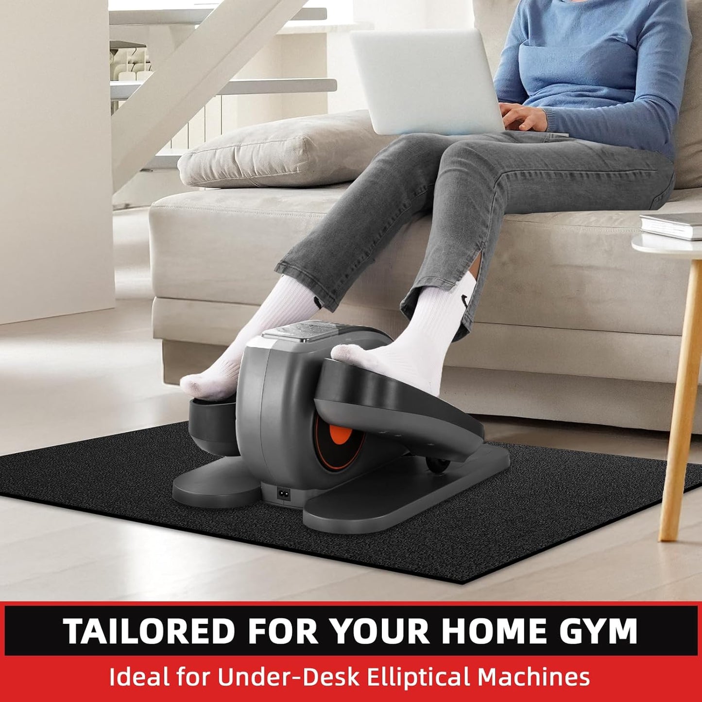 Treadmill Mat, 7'x3'/6'x3'/6'x2.5'/5.6'x2'/4'x2', 6mm Thick Exercise Equipment Gym Mat for Hardwood FloorCarpet, Compatible with Peloton Bike, Indoor Spin Bike, Elliptical