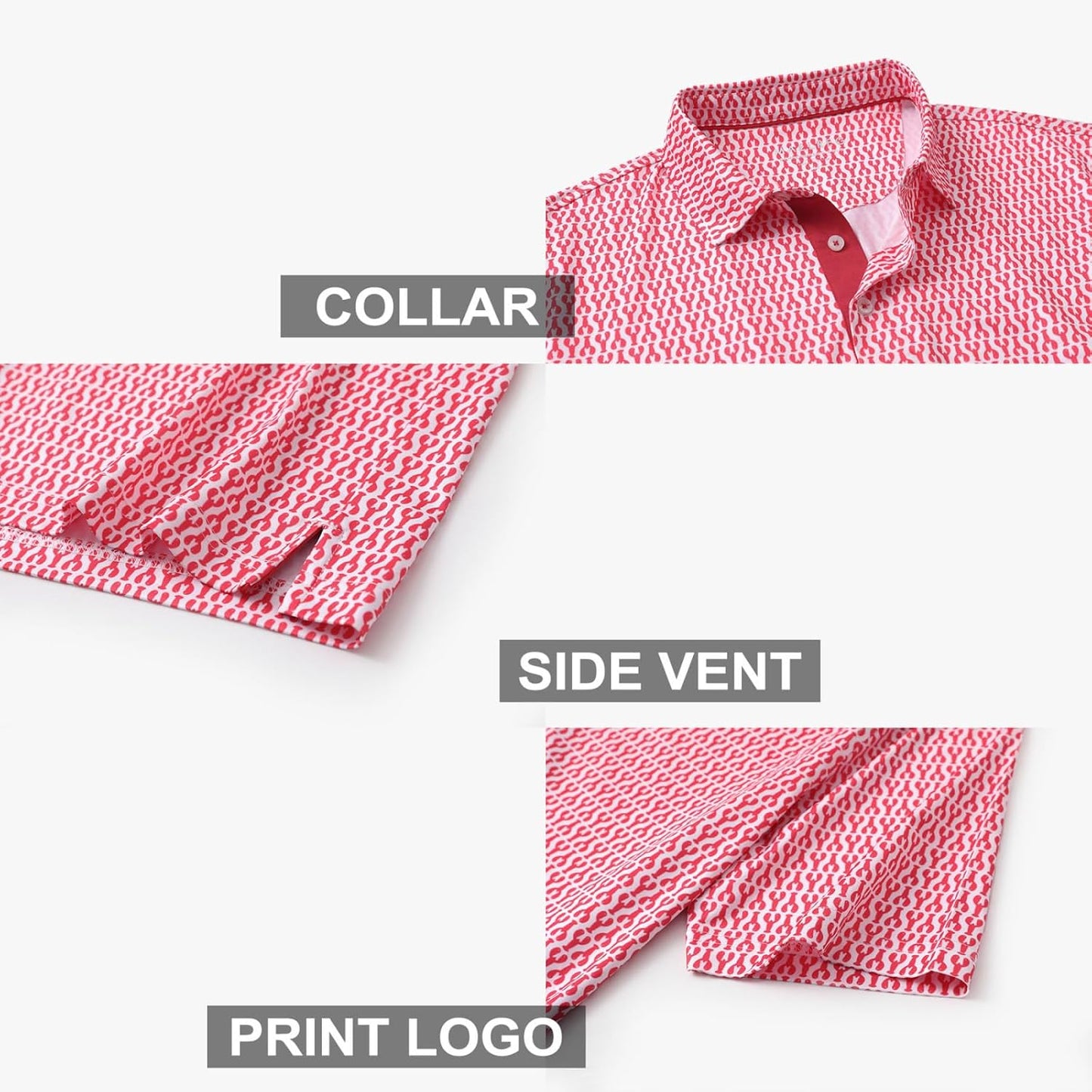 Men's Golf Polo Shirts Short Sleeve Striped Performance Moisture Wicking Dry Fit Golf Shirts for Men