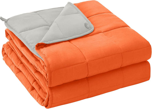 yescool Weighted Blanket for Adults (12 lbs, 48" x 72", Orange) Cooling Heavy Blanket for Sleeping Perfect for 110-130 lbs, Twin Size Breathable Blanket with Premium Glass Bead, Machine Washable