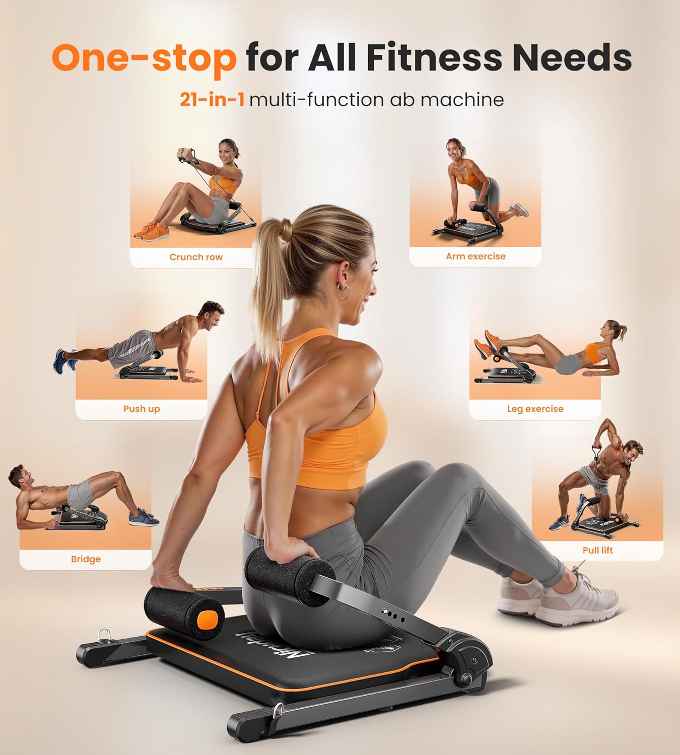 Niceday Ab Workout Equipment, Ab Machine for Stomach Workout, Ab Trainer Machine for Home, Ab Crunch Machine for Home Exercise, Sit Up Machine with Resistance Bands and 330 LBS Weight Capacity