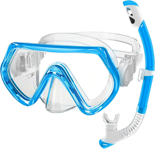 Snorkeling Gear for Kids, Kids Snorkel Set for Ages 3-14, Anti-Fog Diving Mask and Dry Top Snorkel Combo Set, Unisex Swimming Goggles