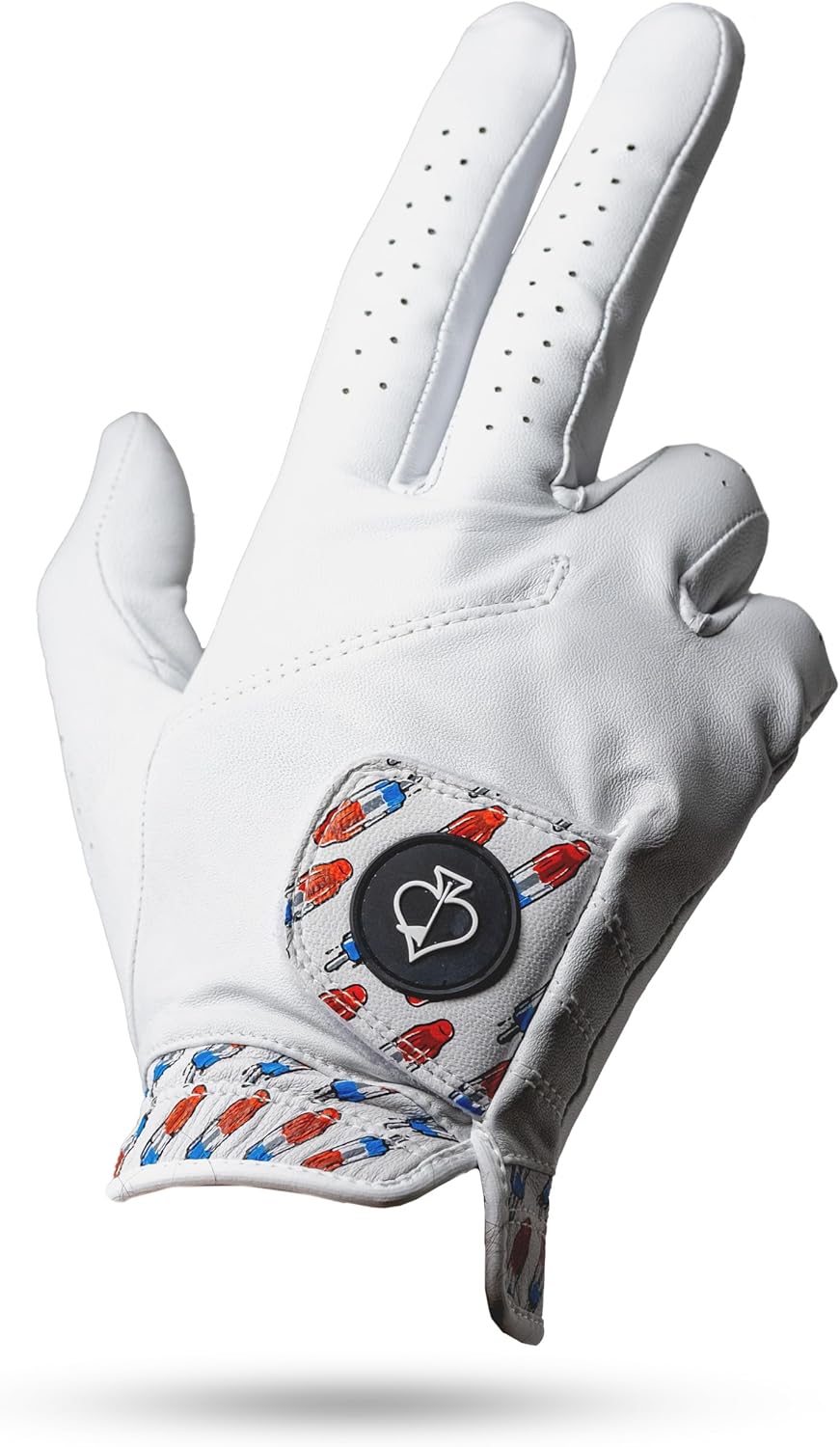 Pins & Aces - Rocket Pop Golf Glove Design - Premium AAA Cabretta Leather, Long-Lasting Durable Tour Glove for Men or Women - Premium Leather Golf Glove Left & Right Hand