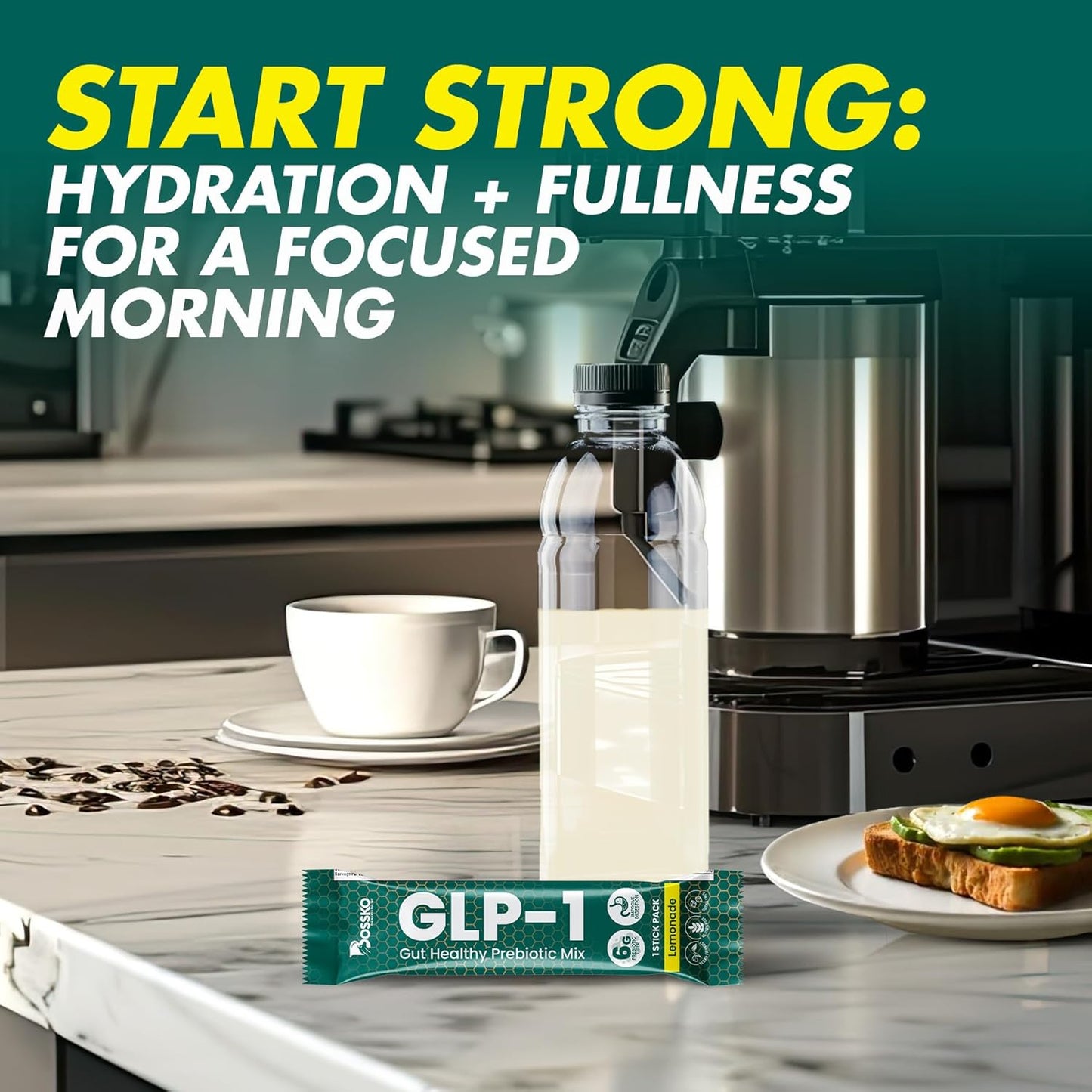 GLP-1 Supplement 6g Fiber - with Chromium & Glucomannan Booster Drink Mix with 45 Servings (6 Weeks Supply) to Reduced Appetite and Cravings & Metabolic Support Formula - Lemonade Flavor