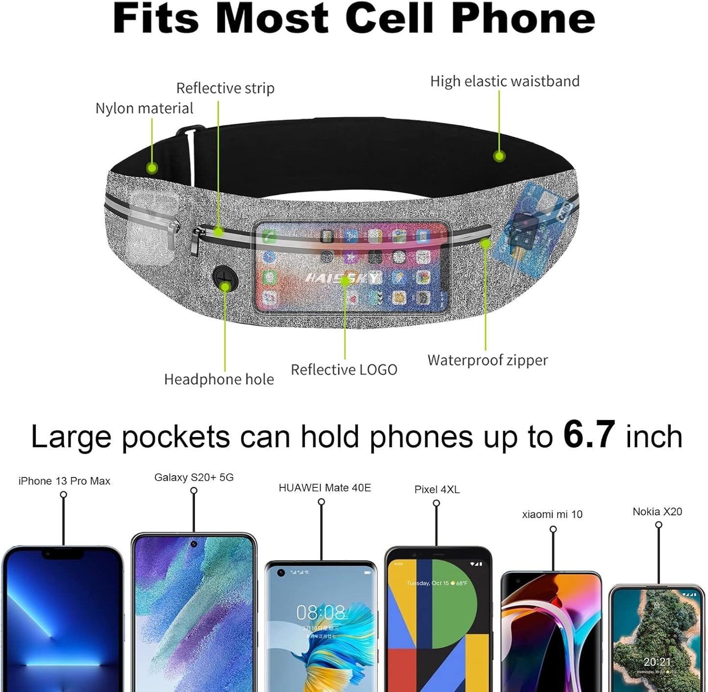 Running Belt for Men/Women - Fanny Pack for iPhone 15/14/13/12 Pro Max Plus Samsung Google Ultra Light Running Waist Pack Phone Holder for Jogging, Walking, Cycling, Workout