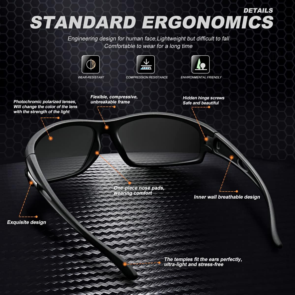 Polarized Sports Sunglasses for Men 100% UV Protection Wrap Around Unbreakable Sun Glasses for Fishing Driving