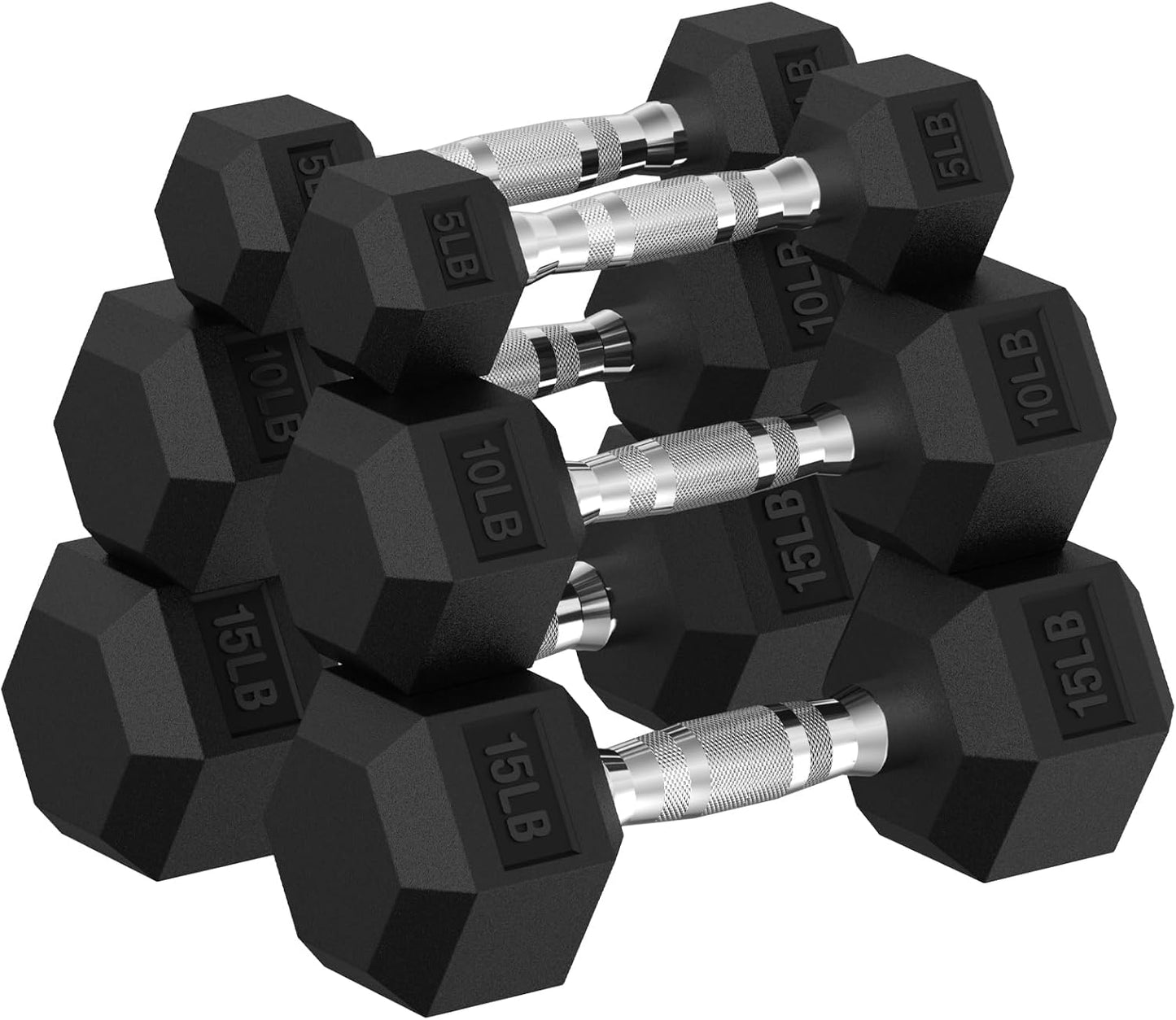 Hex Dumbbell Set, 45-400 lb Set Rubber Encased Exercise & Fitness Dumbbells, Weights Dumbbells Set, Hand Weight for Strength Training