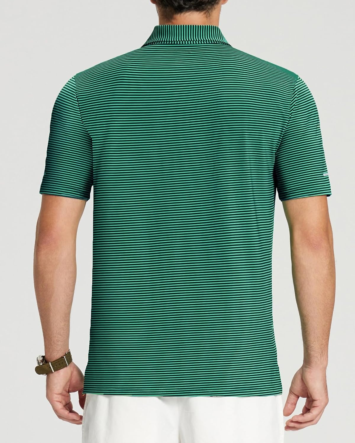 Golf Shirts for Men - Moisture Wicking Short Sleeve Performance Sport Casual Striped Collared Mens Polo Shirt