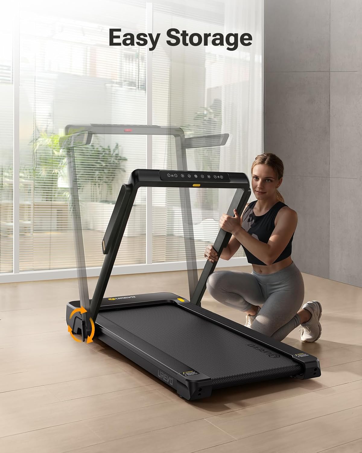 Smart Treadmill with 9% Auto Incline, Hiking and Running Walking Pad Treadmills for Home Office, Treadmill with UREVO APP, AI Powered Music Course, HIIT Programs Synced to Scenic Route, One-Click Mute