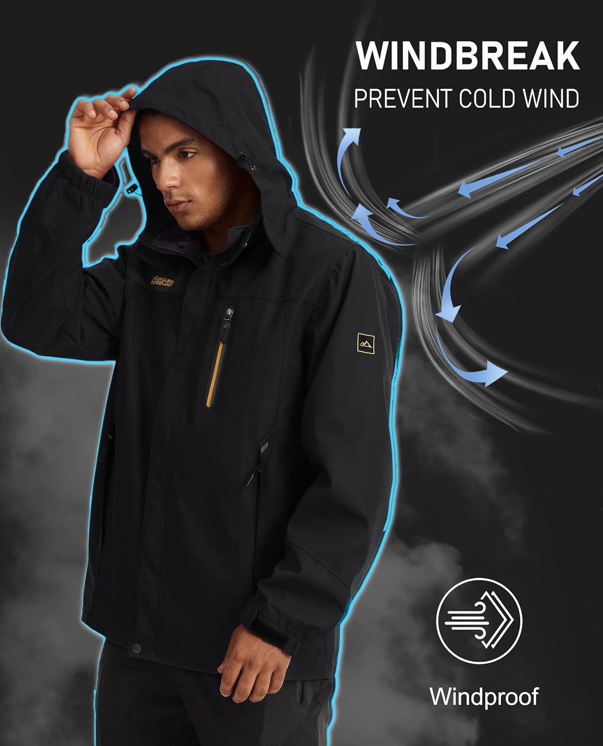 MAGCOMSEN Men's Hooded Windproof Water Resistant Rain Jacket Windbreaker 5 Pockets for Hiking,Fishing,Travel