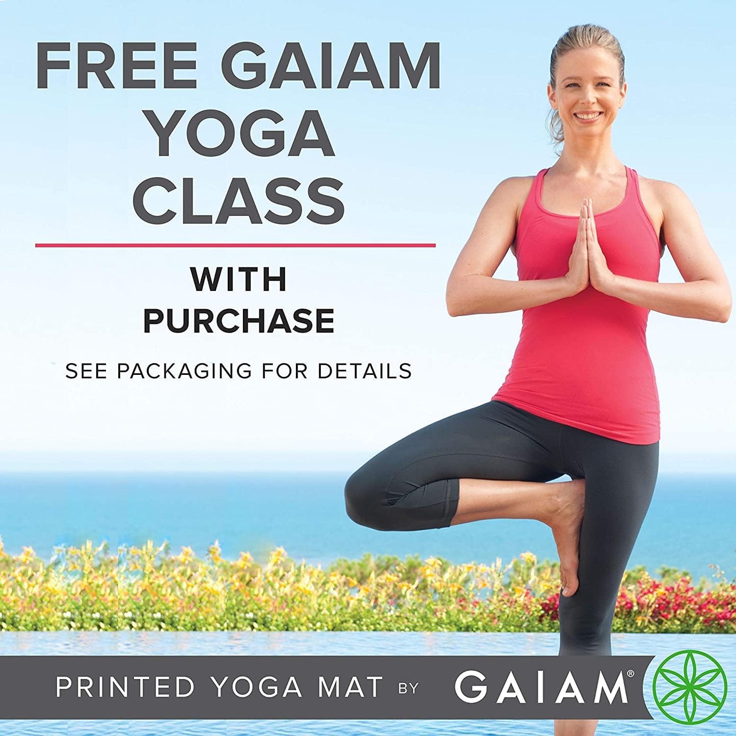 Gaiam Yoga Mat - Premium 5mm Solid Thick Non Slip Exercise & Fitness Mat for All Types of Yoga, Pilates & Floor Workouts (68" x 24" x 5mm)