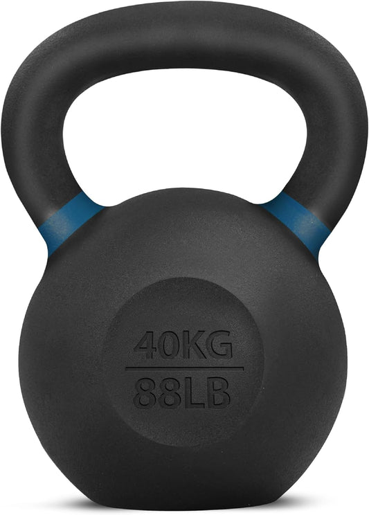 Yes4All Powder Coated Cast Iron Kettlebell Strength Training Kettlebells Weight Set for Full Body Workout, Home Gym