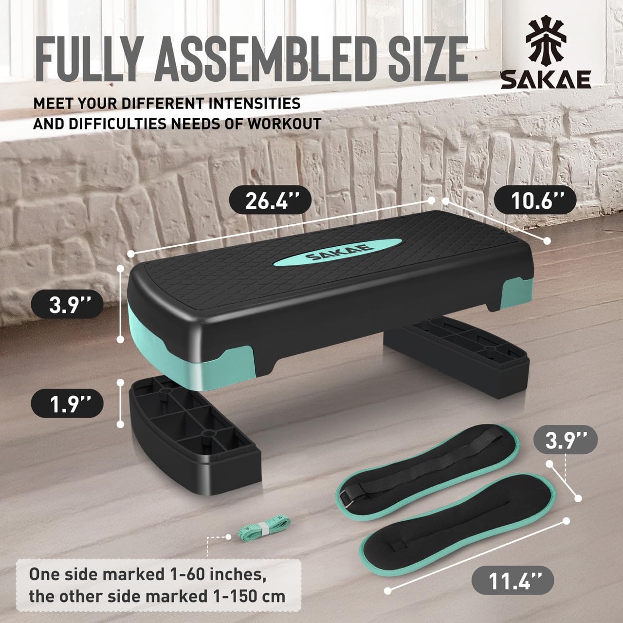 Adjustable Height Aerobic Stepper Set, Multiple Bundle Options with Dumbbells, Kettlebell, Waist Trimmer, Ankle Weights or Weighted Vest, Workout Exercise Step Platform w/Level Risers, 4 Colors