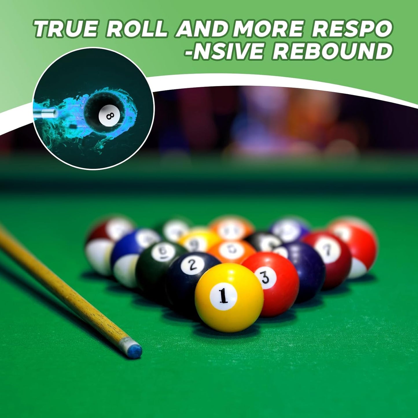 Billiard Balls Set 2-1/4" Regulation Size Pool Table Balls for Replacement (16 Resin Balls)