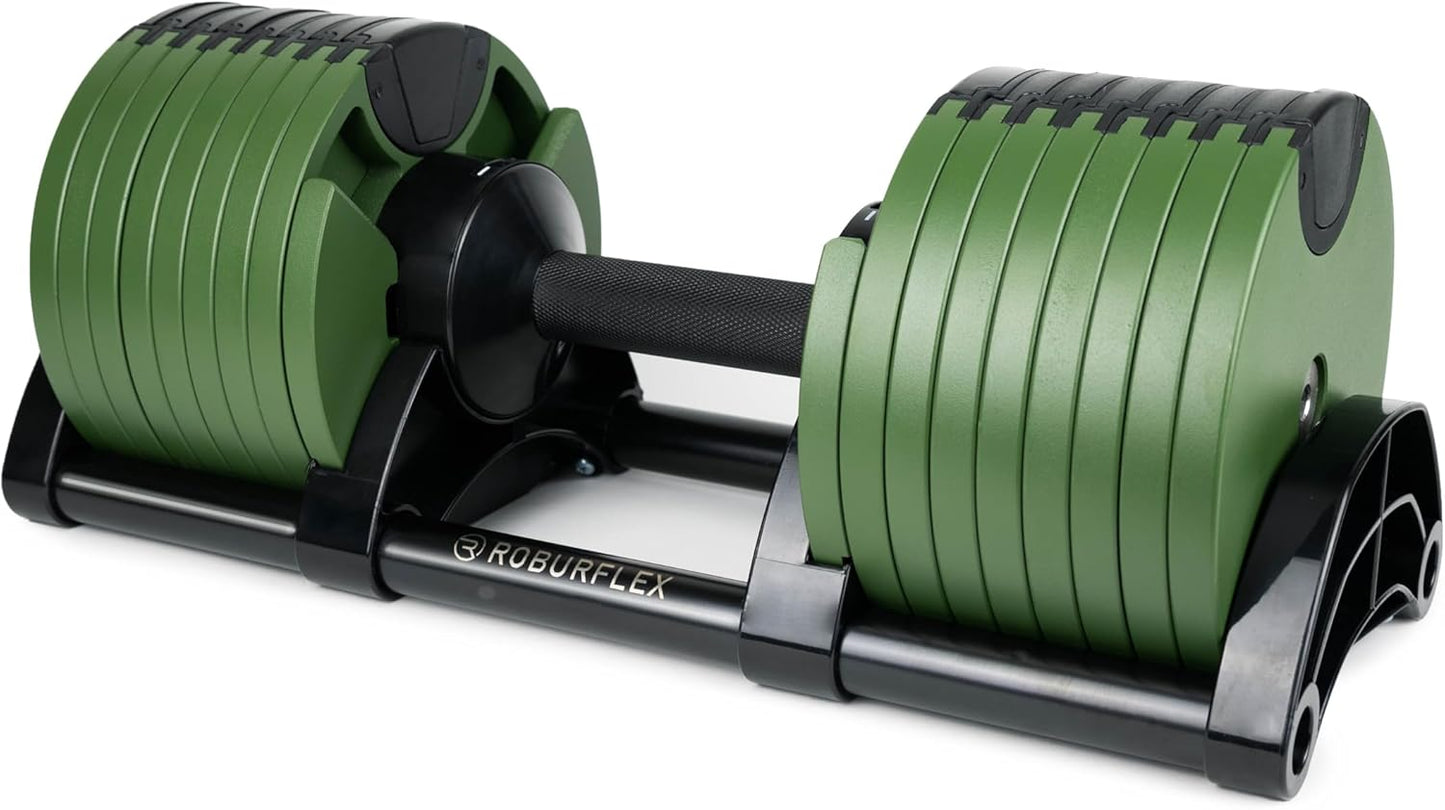 Adjustable Dumbbell (Single) by ROBURFLEX for Workout Strength Training Fitness Home Gym