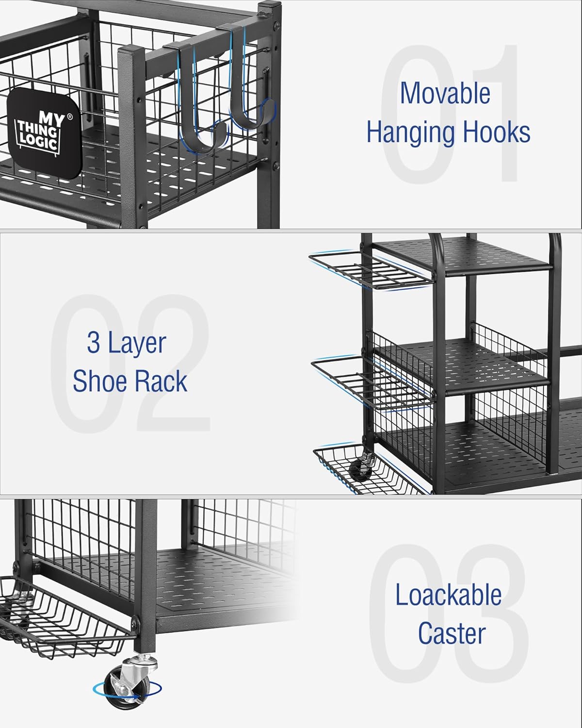 Mythinglogic Golf Storage Garage Organizer, Golf Bag Storage Stand and Other Golfing Equipment Rack, Extra Storage Rack for Golf Clubs