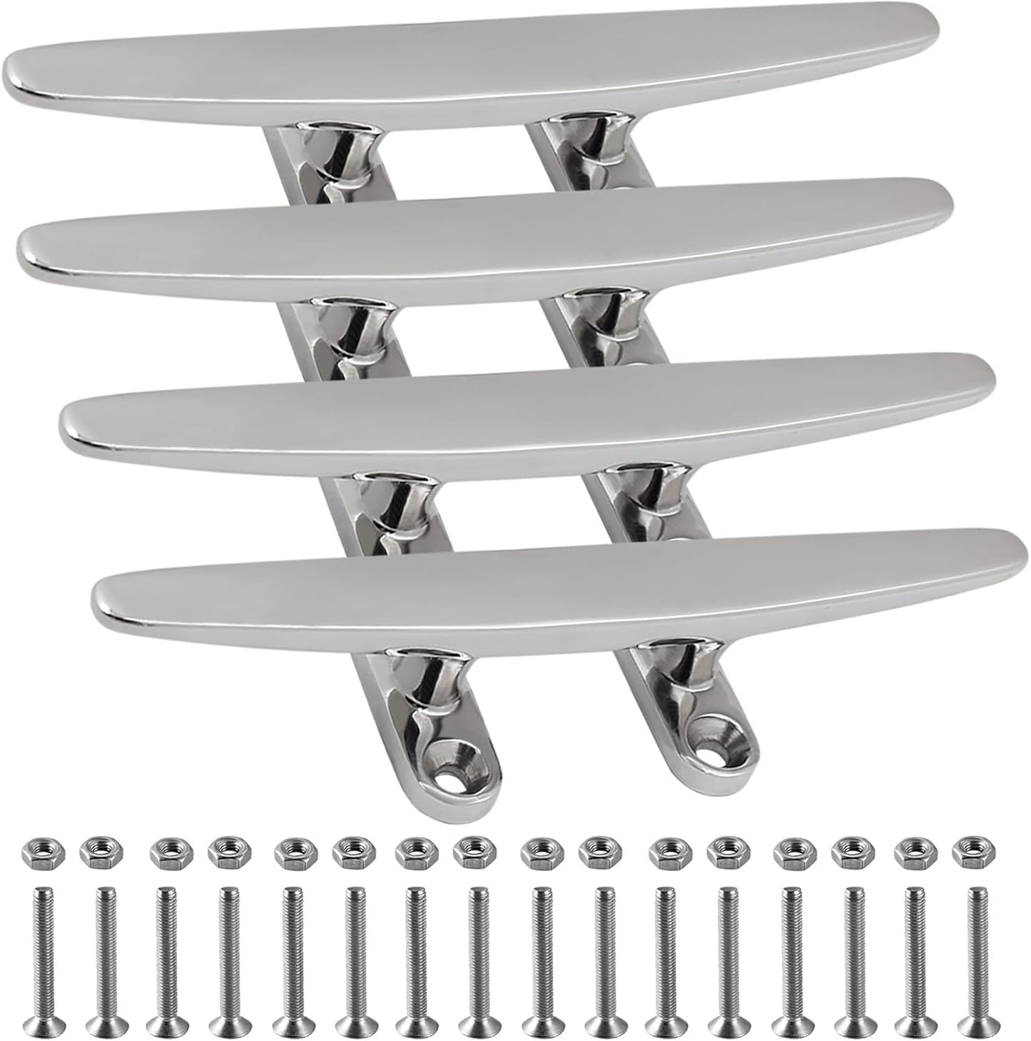 SHENGHUISS Boat Cleat 316 Stainless Steel Open Base Boat Dock Cleats Flat Top Mooring Cleat for Boat, Deck, Dock, Hook (4"/5"/6"/8"/10"/12")