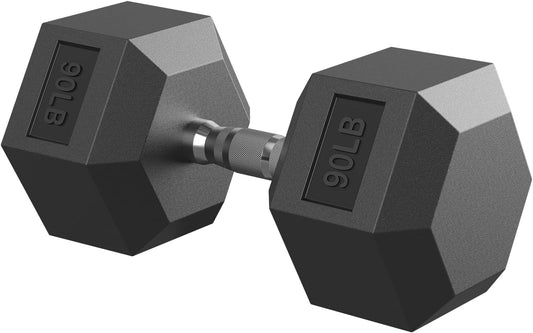 Hex Dumbbell 40-125 lb, Rubber Encased Exercise & Fitness Dumbbells, Hand Weight for Strength Training