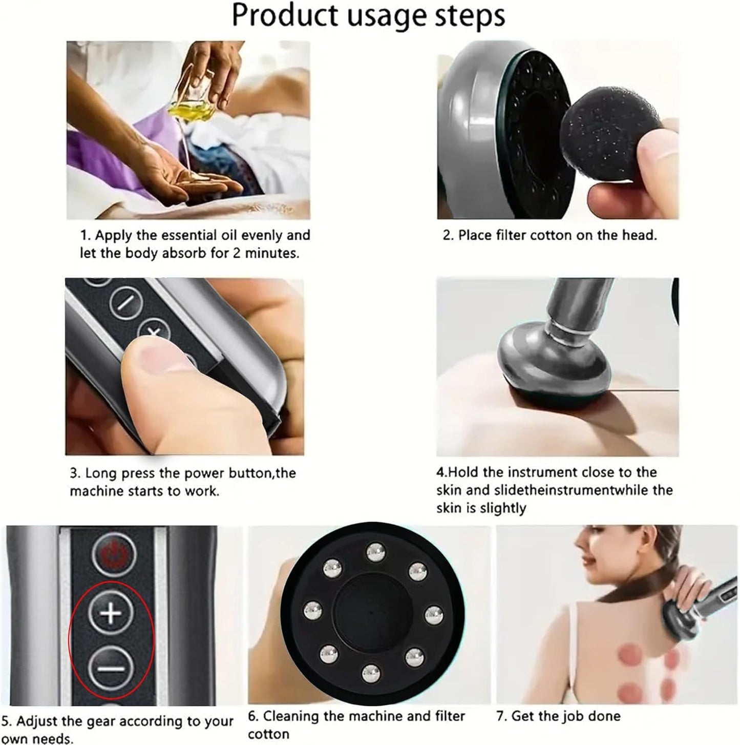VHV Handheld Cellulite Massager Tool- Cupping Therapy Set, Elouris Cellulite Tool、Rechargeable Scraping and Cupping Machine,12-Level Adjustable Cupping kit for Massage Therapy、Cupping Machine.(Grey)