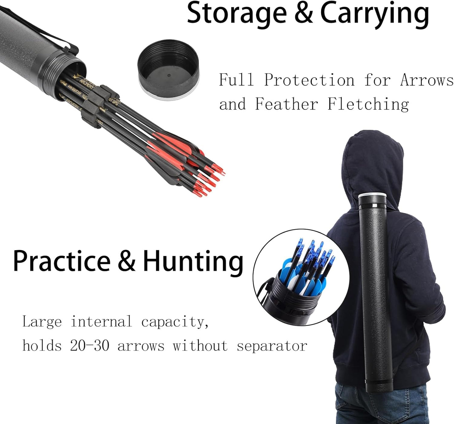 SOPOGER Archery Arrows for Compound Bow and Arrow Quiver Holder Tube, 31 Inch Arrows Practice Arrows for Recurve Bow 12 Packs, 500 Spine Hunting Arrows Carbon Fiber Target Arrow Accessories