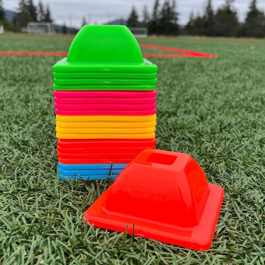 LVL10 Pro Training Cones - 2" Mini Soccer Cones for Sports Training - for Basketball, Football, Basketball and Agility Drills - Soccer Field Markers That Won't Crack, Slide or Fly