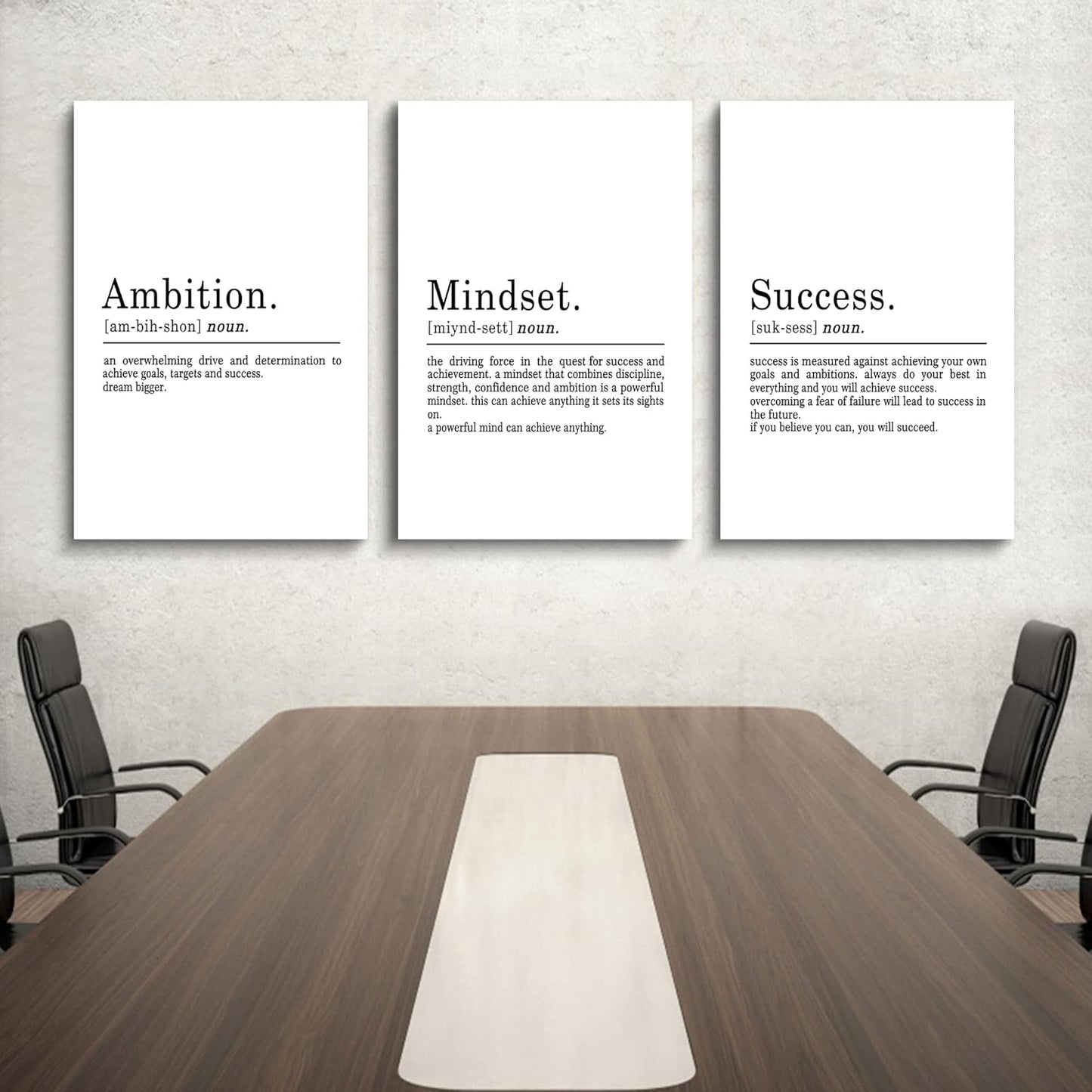 EPHANY ART - Inspirational Canvas Prints - Mindset Quotes, Motivational Wall Art Success Framed Entrepreneur Poster - Positive Quotes Wall Poster for Home Office Workplace (L-3pcs, 24x36inchx3pcs)
