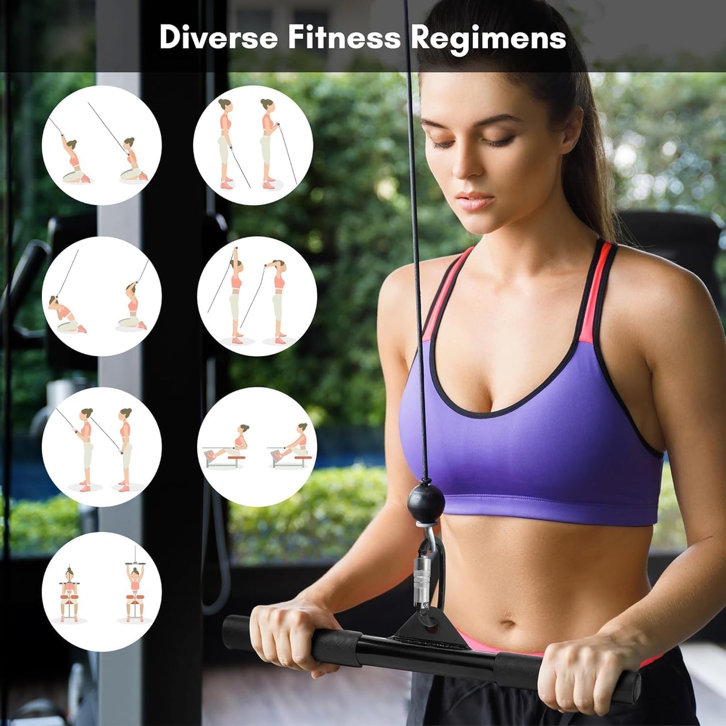 EVMT 15-Inch LAT Pulldown Attachments for Home Gym – LAT Pull Down Bar, Cable Machine Accessories for Tricep Bar, Bicep, Back Training, Full Rotation, Heavy-Duty Strength Workout Equipment