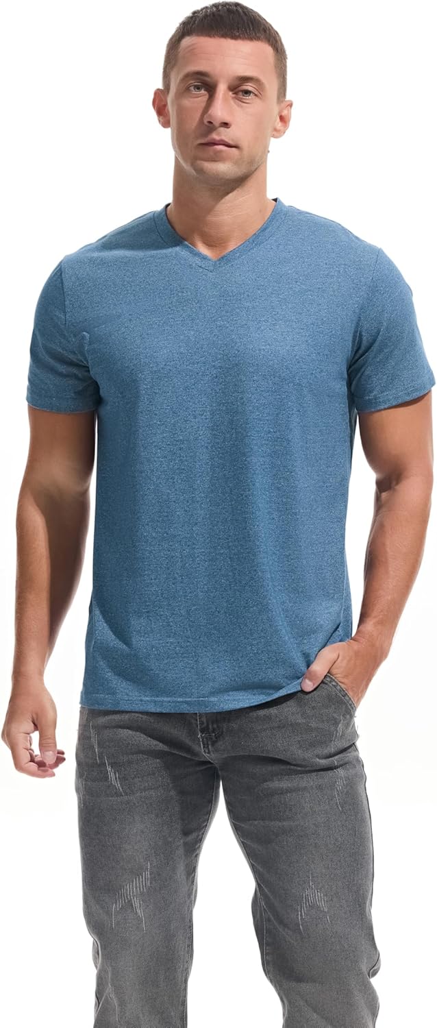 VEIISAR Premium V Neck T Shirts for Men - Modern Fitted Tees Vneck Undershirts