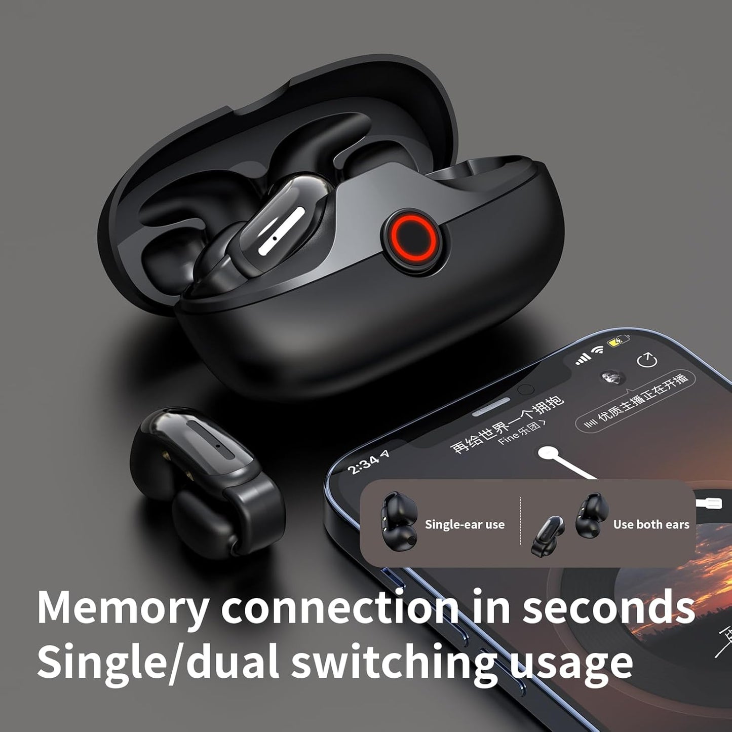 Open Ear Earbuds,Bluetooth 5.4Wireless Headphones,Lightweight Comfort Clip-On Earbuds with Mic for Clear Calls,36H Playtime,Touch Control,IPX5 Waterproof,Fit for Running Cycling Glasses Wearers