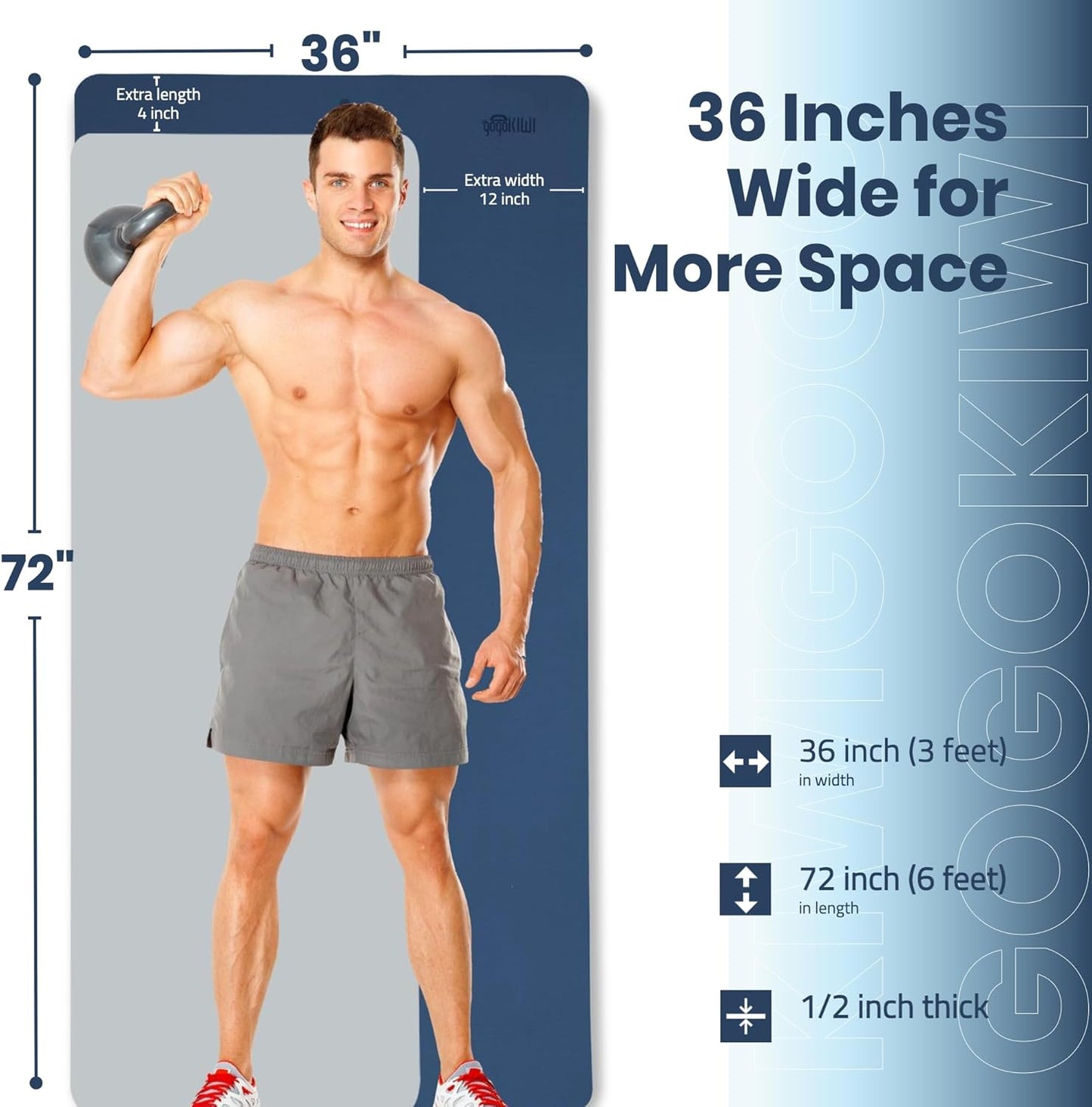 Extra Wide Yoga Mat for Men Women (72"L x 36"W) Non Slip Fitness & Exercise Mat with Alignment Marks for Yoga, Pilates, Floor Workouts