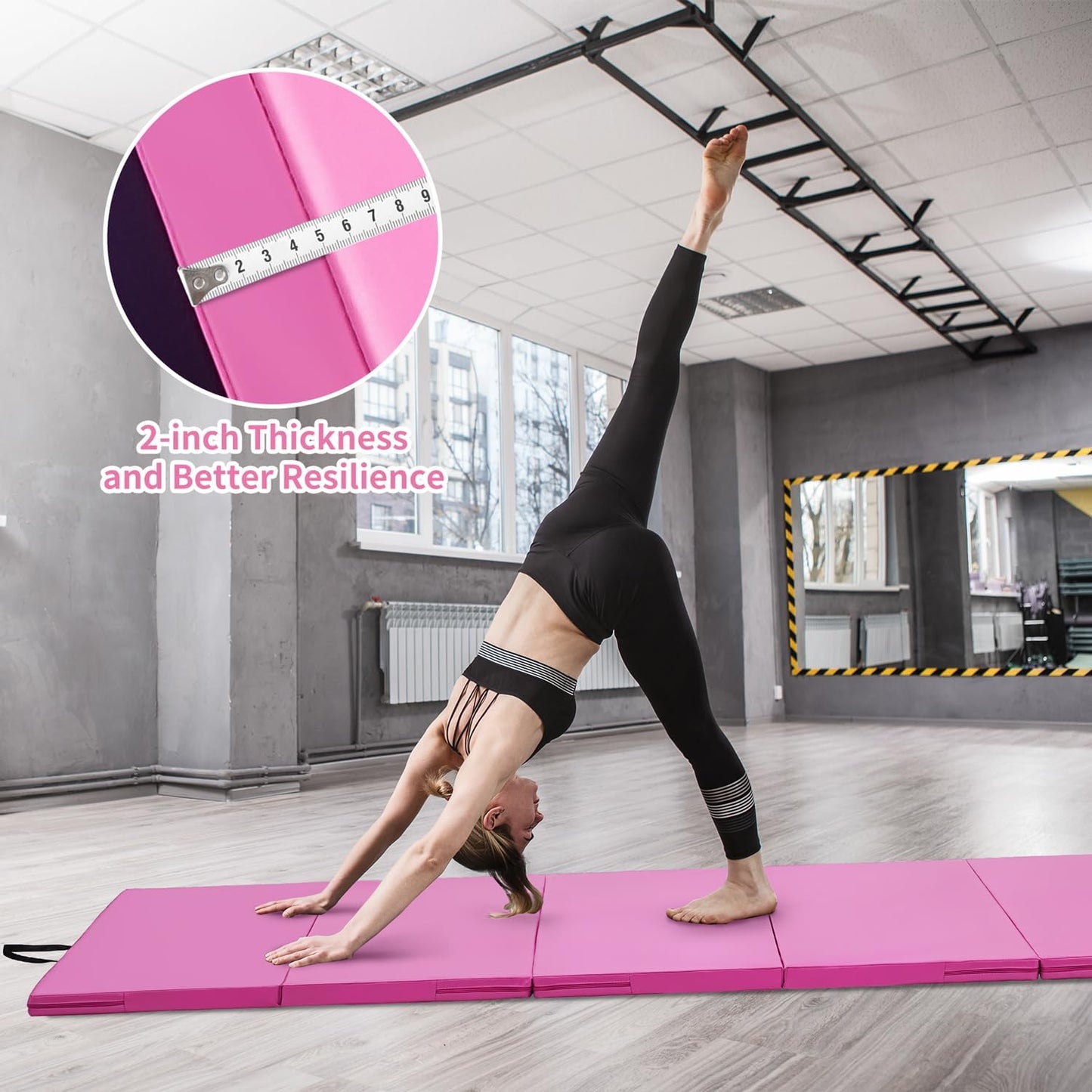 ZENOVA Gymnastics Mat 6'x3'x2''/4'x8'x2'' Exercise Mat Gym Mat for Home Aerobics Workout Foldable Tumbling Mat Children Gifts