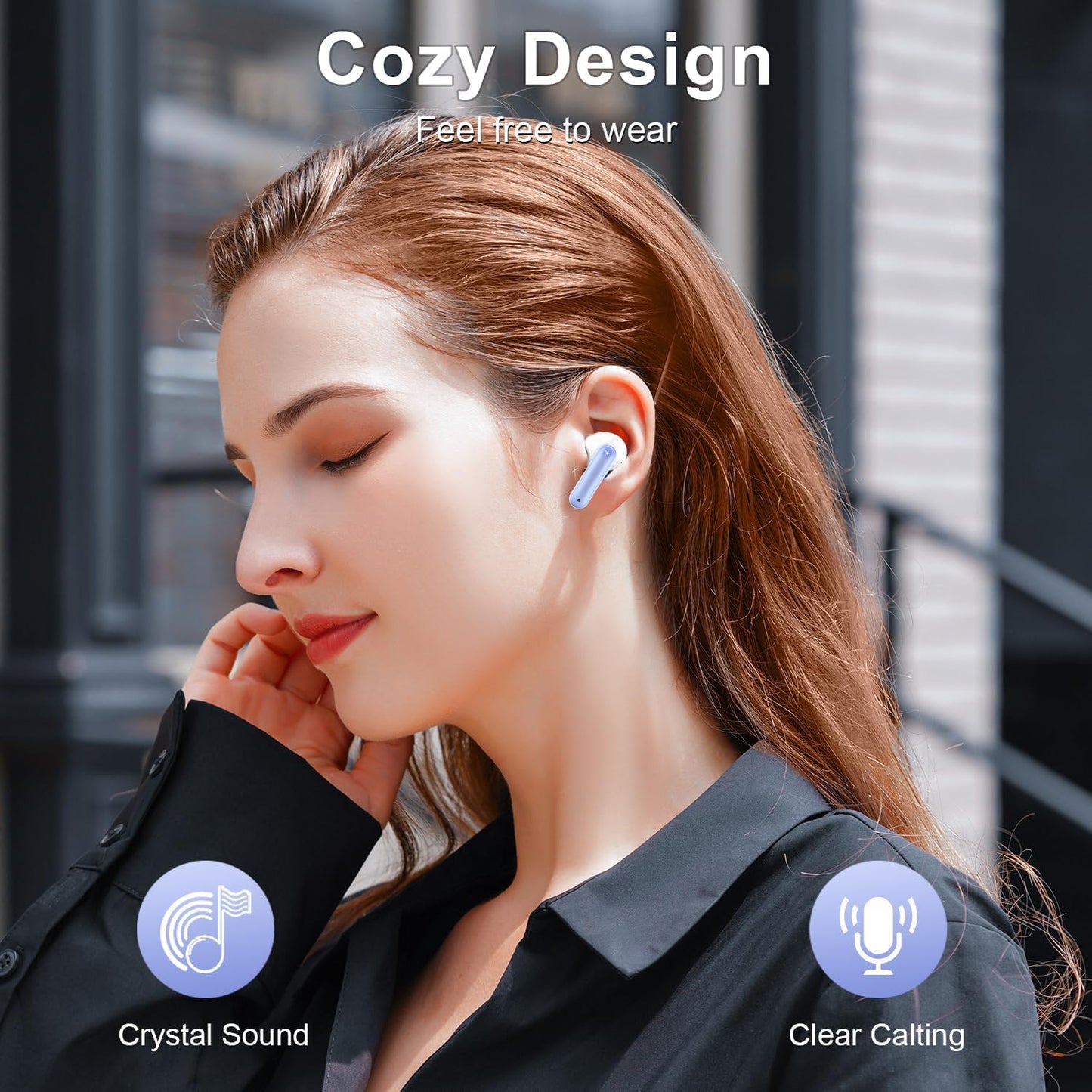 ZIUTY Wireless Earbuds Bluetooth Headphones, 50H Playtime Ear Buds with Mic, LED Digital Display Charging Case, IPX7 Waterproof, Deep Bass Stereo, in-Ear Earphone for iPhone Andriod Phone