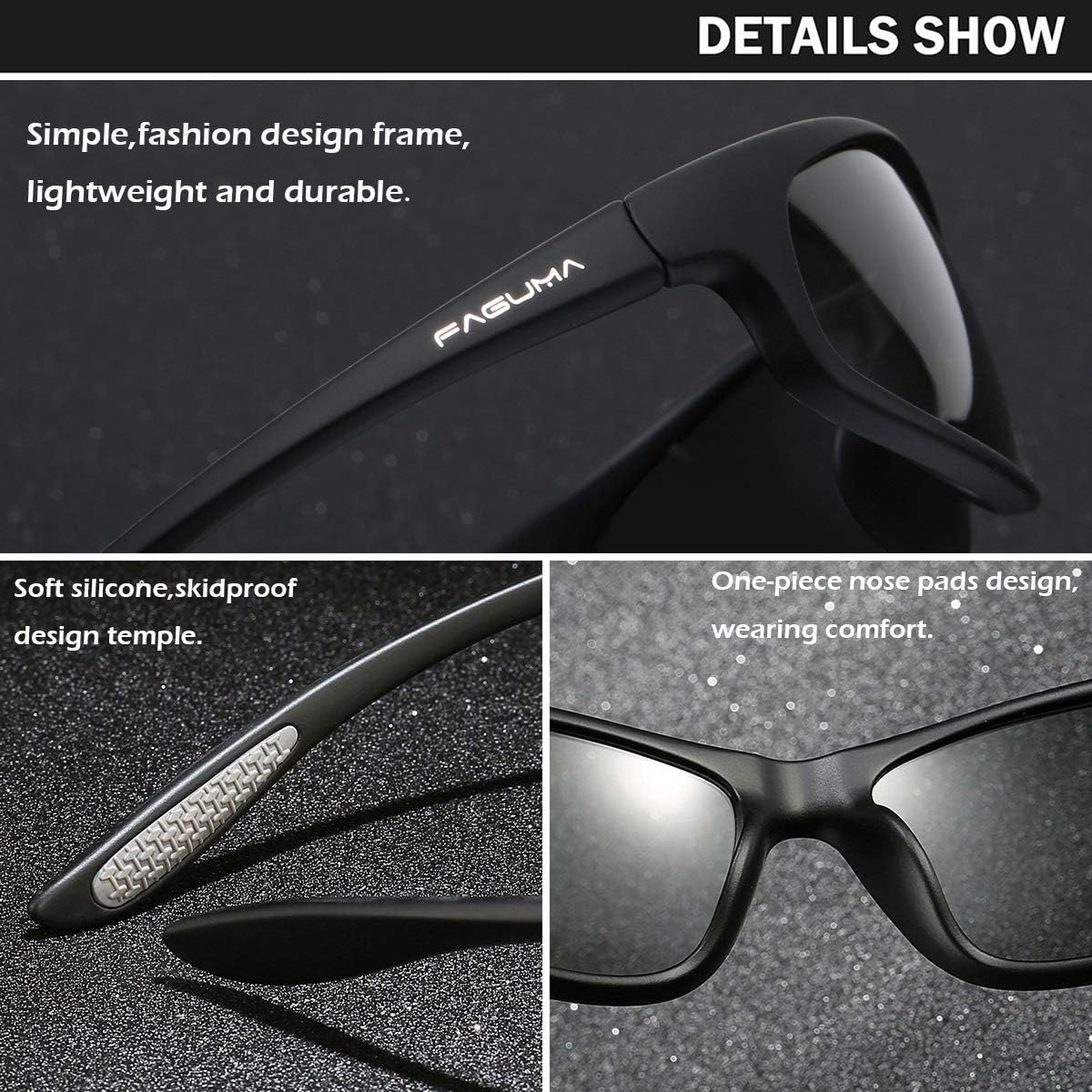 FAGUMA Polarized Sports Sunglasses For Men Cycling Driving Fishing UV400 Protection