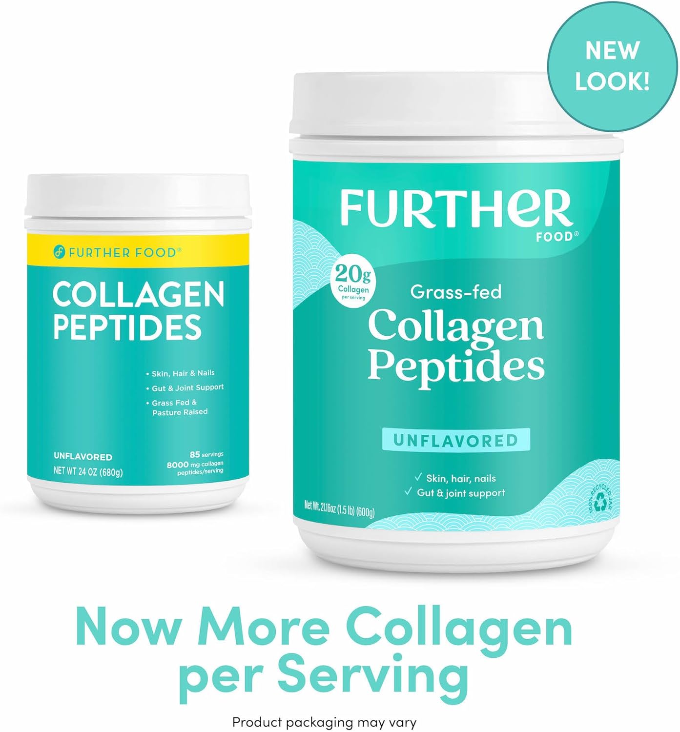 Further Food Unflavored Collagen Peptides Powder, Grass-Fed Pasture-Raised Hydrolyzed Type 1 & 3 Protein Gut Health