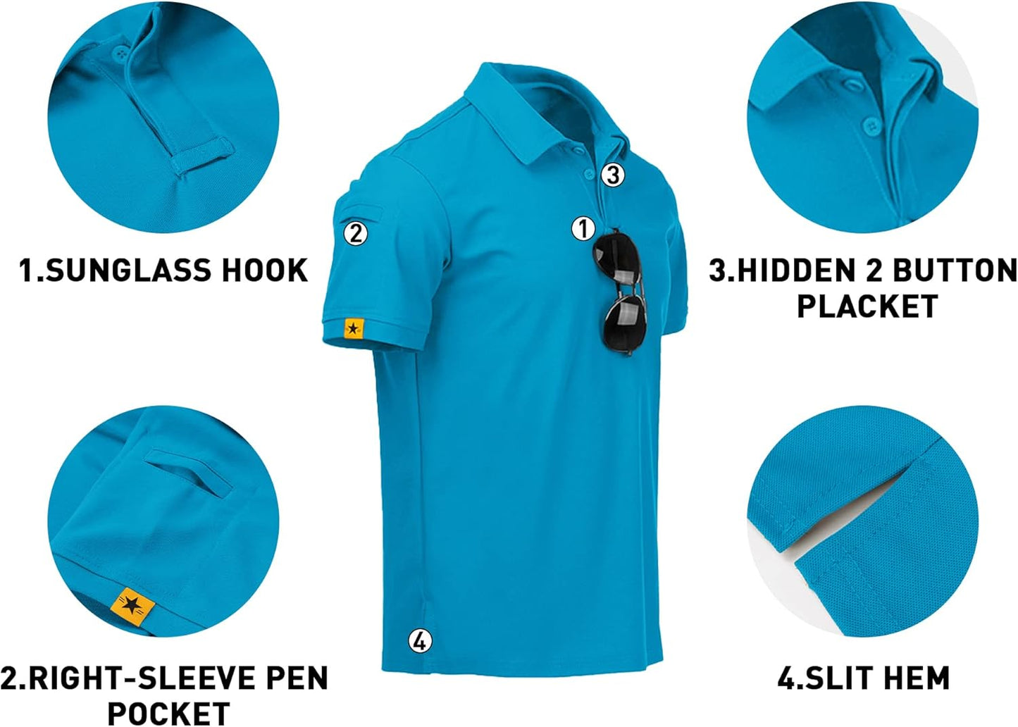 V VALANCH Mens Polo Shirts Short Sleeve Moisture Wicking Golf Polo Athletic Collared Shirt Tennis T-Shirt Tops