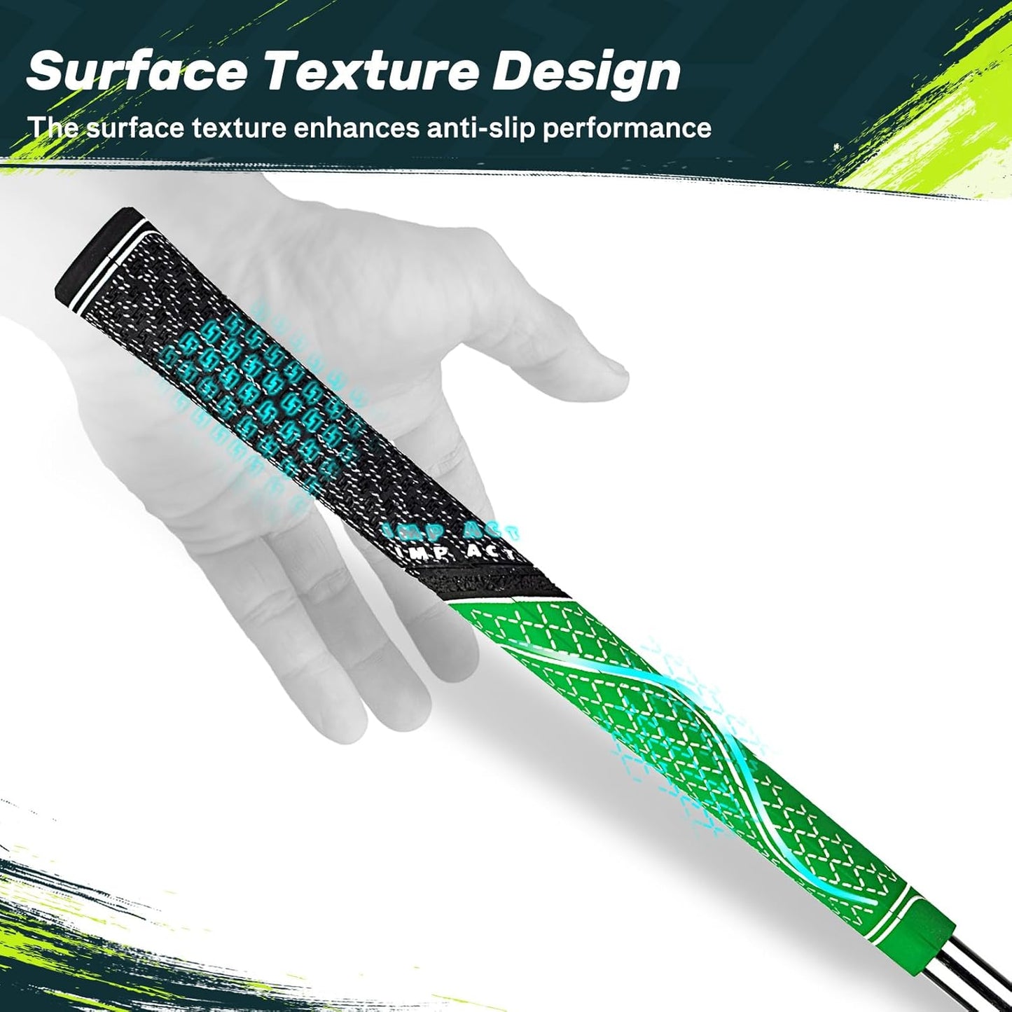 SAPLIZE Hybrid Golf Grips (CL07) - Set of 13, Innovative Design, Cross Corded Rubber Technology, Options of 8 Colors, Standard/Midsize, Basic/Deluxe Kit for Choice, Multicompound Golf Club Grips