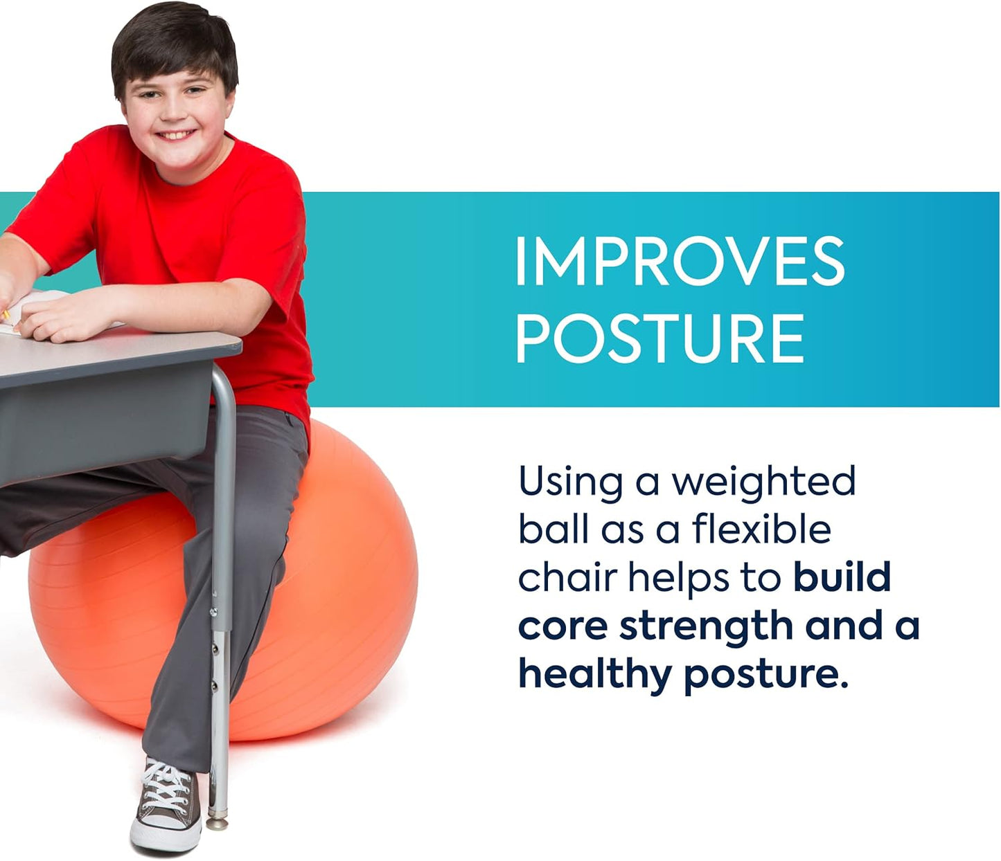 Bouncyband Balance Ball – Create Flexible Seating to Improve Focus at School, Office, or Home with This No-Roll Weighted Ball