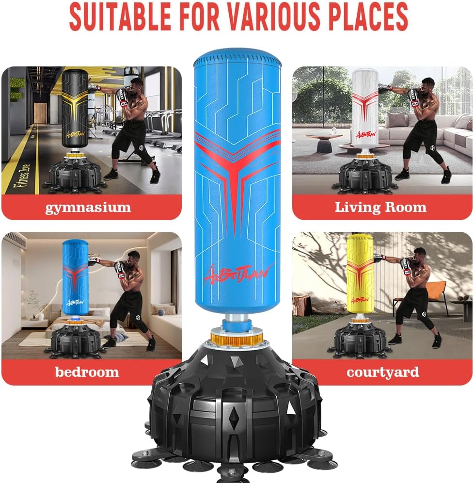 Freestanding Punching Bag with Boxing Gloves, Boxing Bag with Suction Cup Base for Adult Teens-Standing Kickboxing Bag for Home Office Gym
